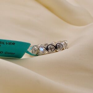 Size 5: Women’s Sterling Silver Heart Ring with Clear Stones